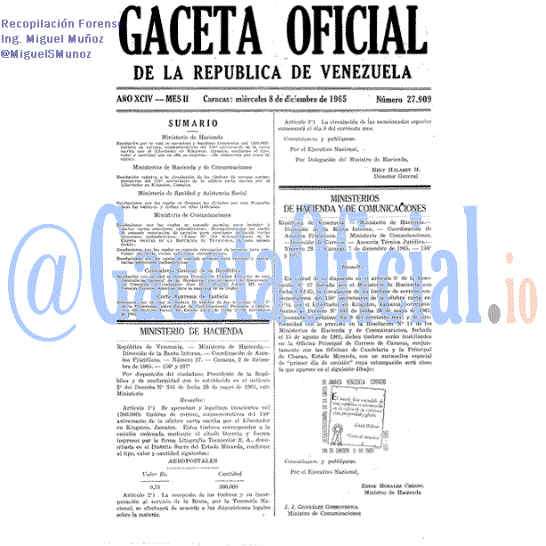 Gaceta Oficial 27909 del 8 Diciembre 1965