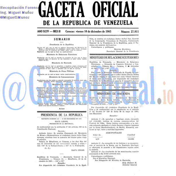 Gaceta Oficial 27911 del 10 Diciembre 1965