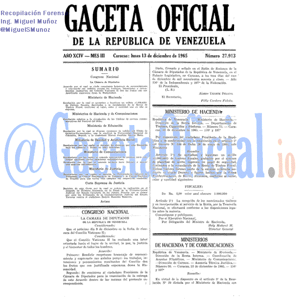 Gaceta Oficial 27913 del 13 Diciembre 1965