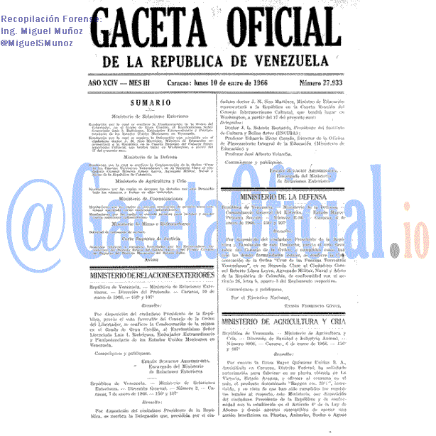 Gaceta Oficial 27933 del 10 Enero 1966