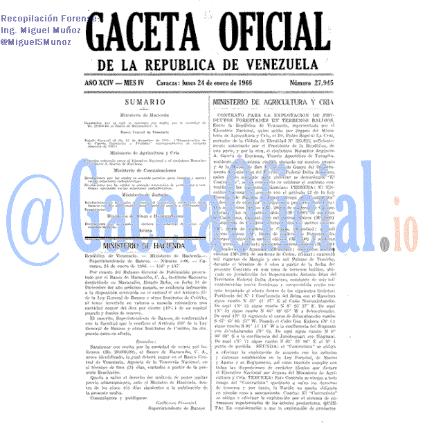 Gaceta Oficial 27945 del 24 Enero 1966