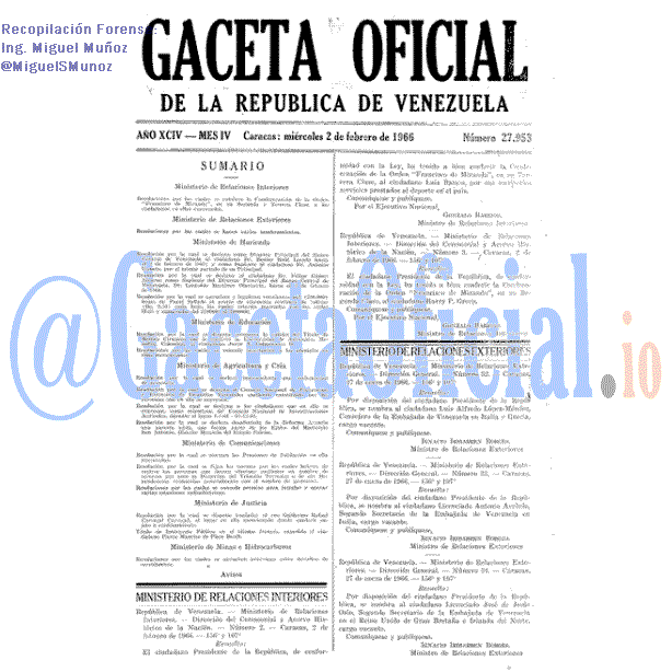 Gaceta Oficial 27953 del 2 Febrero 1966