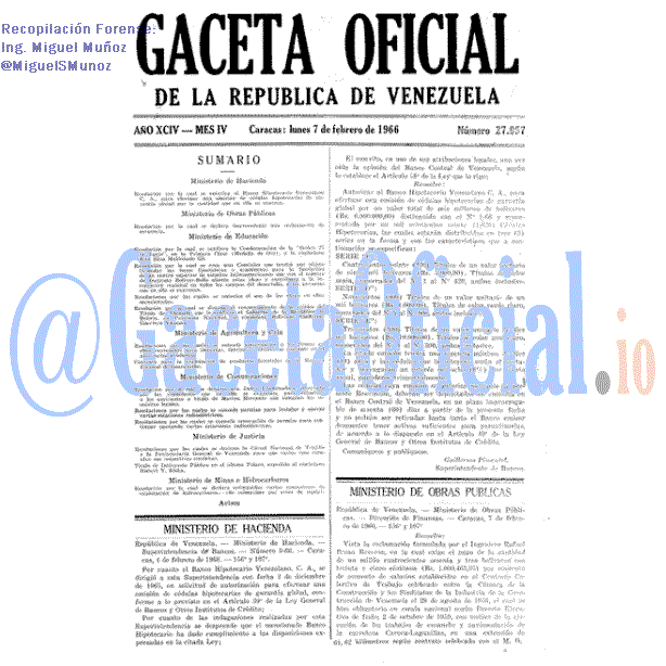 Gaceta Oficial 27957 del 7 Febrero 1966