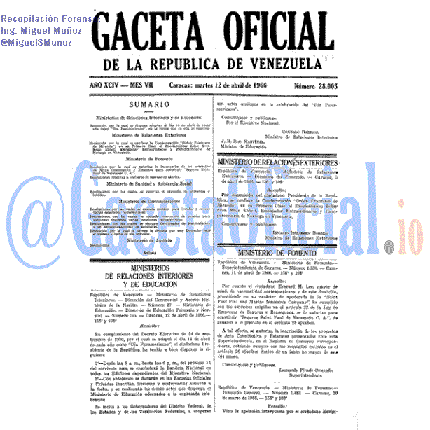 Gaceta Oficial 28005 del 12 Abril 1966