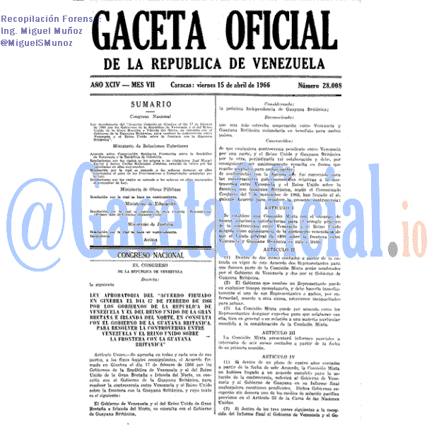 Gaceta Oficial 28008 del 15 Abril 1966