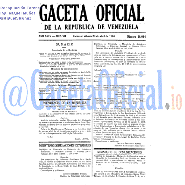 Gaceta Oficial 28014 del 23 Abril 1966