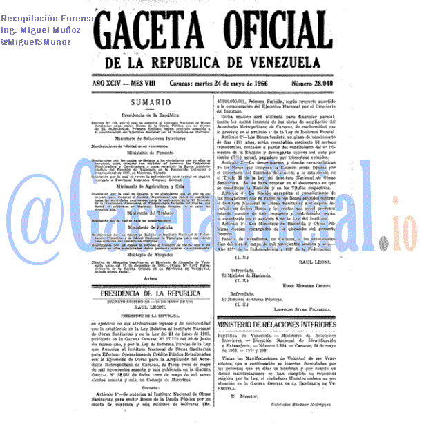 Gaceta Oficial 28040 del 24 Mayo 1966