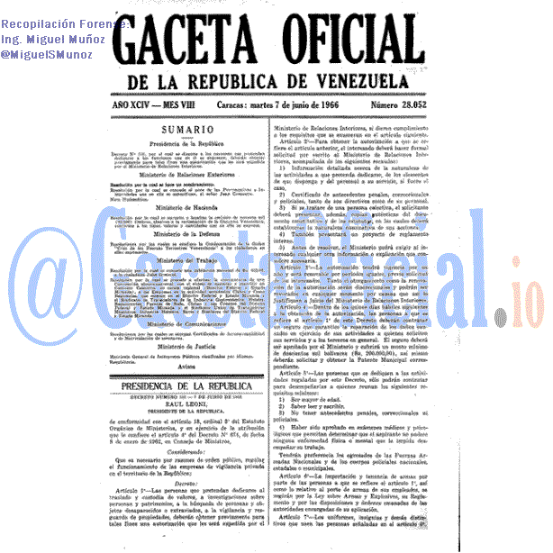 Gaceta Oficial 28052 del 7 Junio 1966