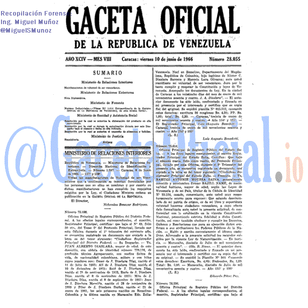 Gaceta Oficial 28055 del 10 Junio 1966