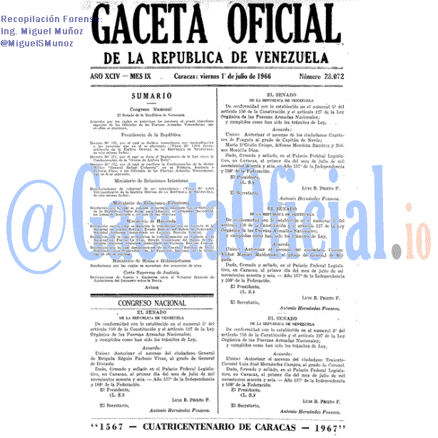 Gaceta Oficial 28072 del 1 Julio 1966
