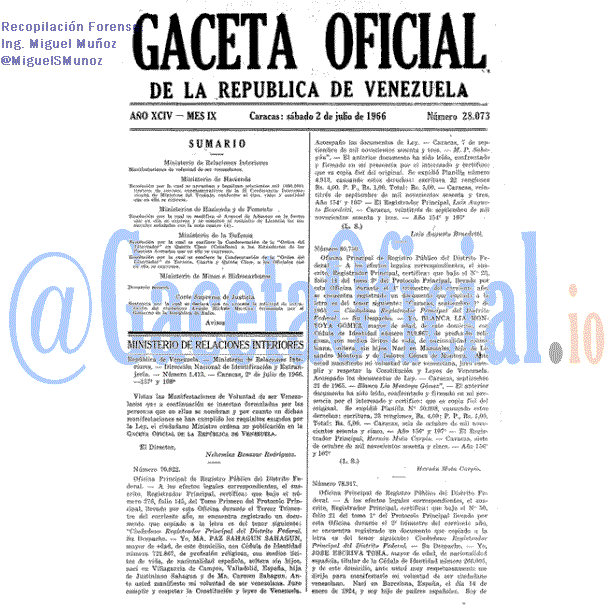Gaceta Oficial 28073 del 2 Julio 1966