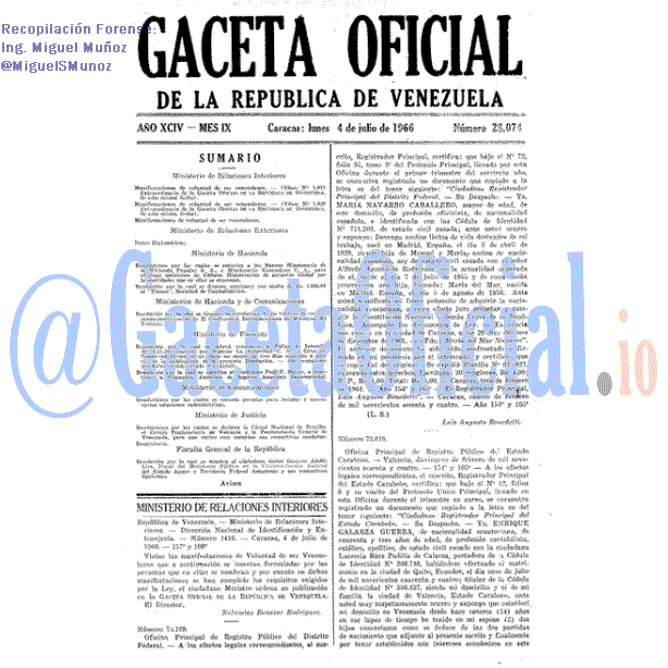 Gaceta Oficial 28074 del 4 Julio 1966