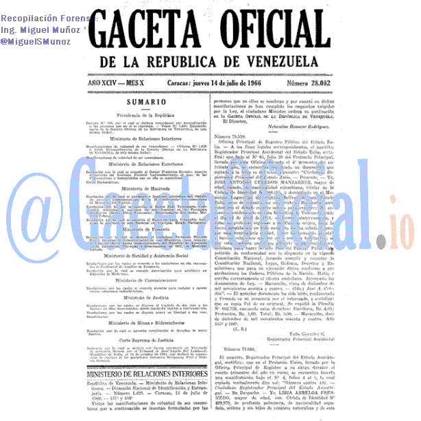 Gaceta Oficial 28082 del 14 Julio 1966