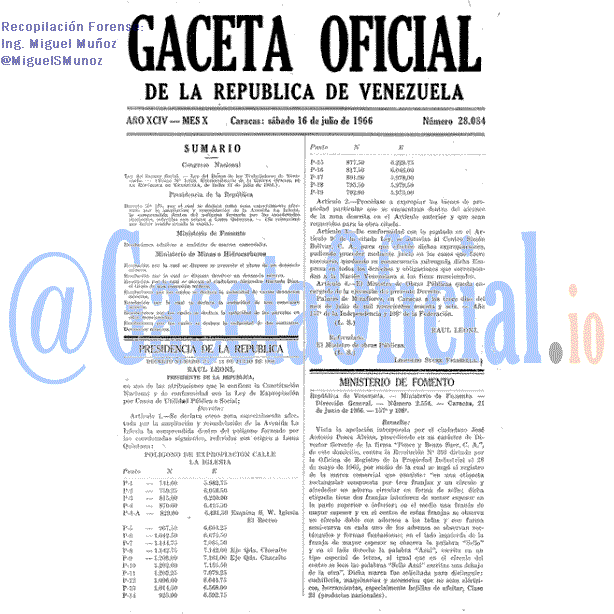 Gaceta Oficial 28084 del 16 Julio 1966