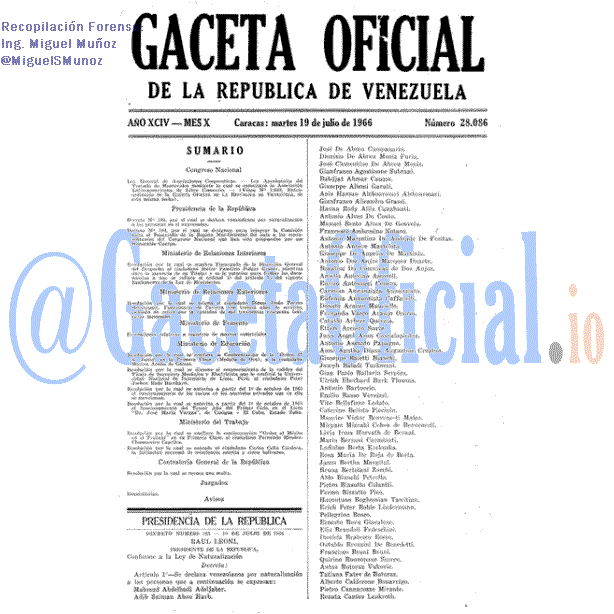 Gaceta Oficial 28086 del 19 Julio 1966