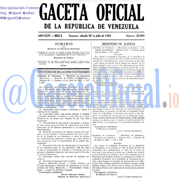 Gaceta Oficial 28096 del 30 Julio 1966
