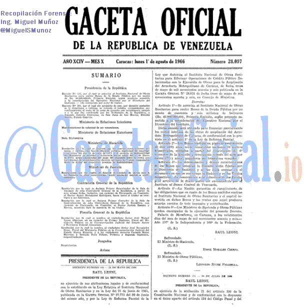 Gaceta Oficial 28097 del 1 Agosto 1966
