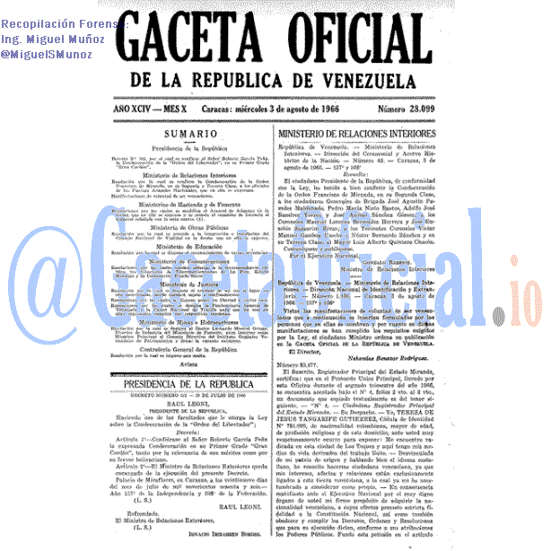Gaceta Oficial 28099 del 3 Agosto 1966