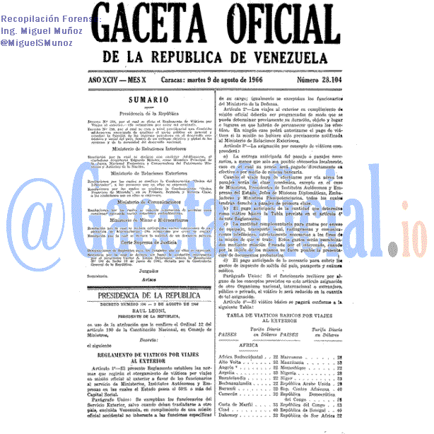 Gaceta Oficial 28104 del 9 Agosto 1966