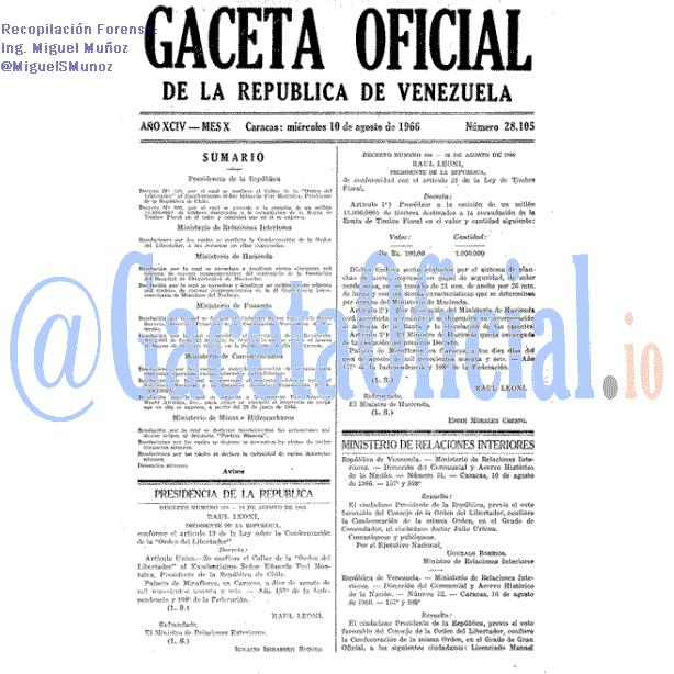Gaceta Oficial 28105 del 10 Agosto 1966