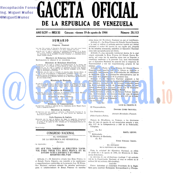 Gaceta Oficial 28113 del 19 Agosto 1966