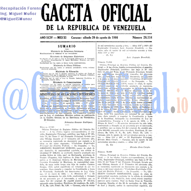 Gaceta Oficial 28114 del 20 Agosto 1966