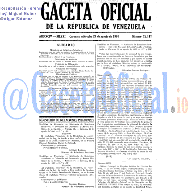 Gaceta Oficial 28117 del 24 Agosto 1966