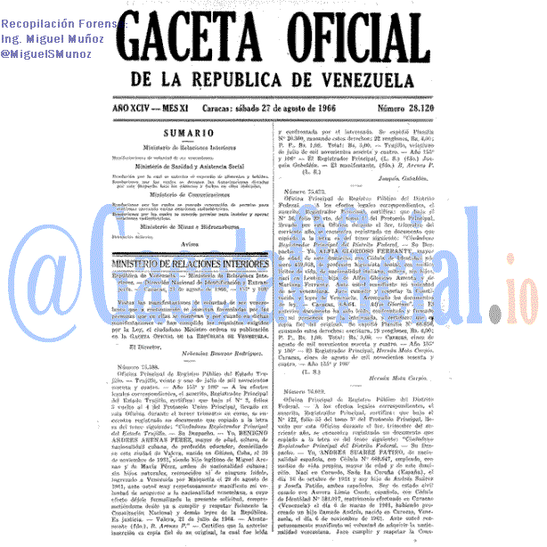 Gaceta Oficial 28120 del 27 Agosto 1966