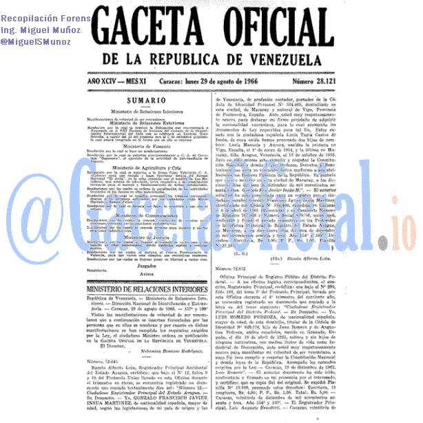 Gaceta Oficial 28121 del 29 Agosto 1966