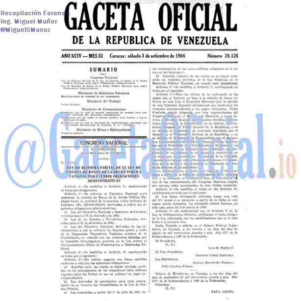 Gaceta Oficial 28126 del 3 Septiembre 1966
