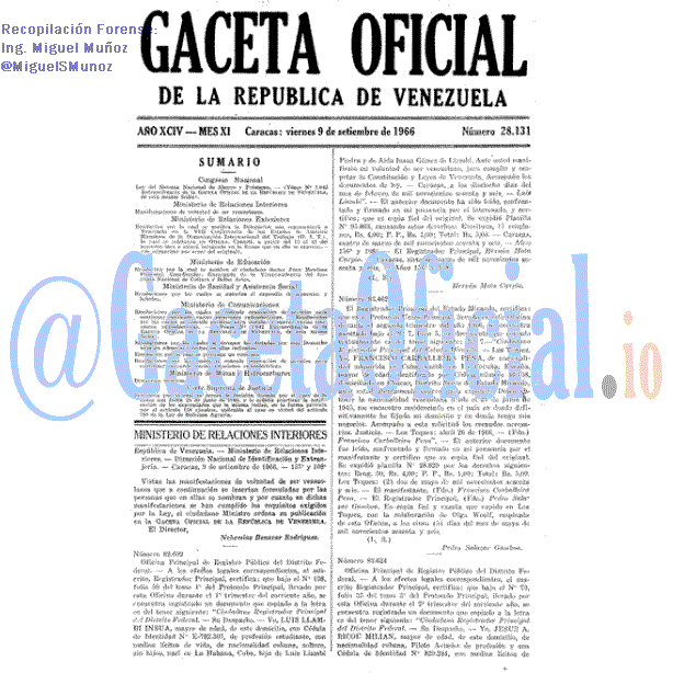Gaceta Oficial 28131 del 9 Septiembre 1966