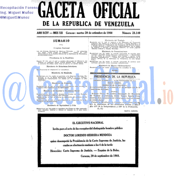 Gaceta Oficial 28140 del 20 Septiembre 1966