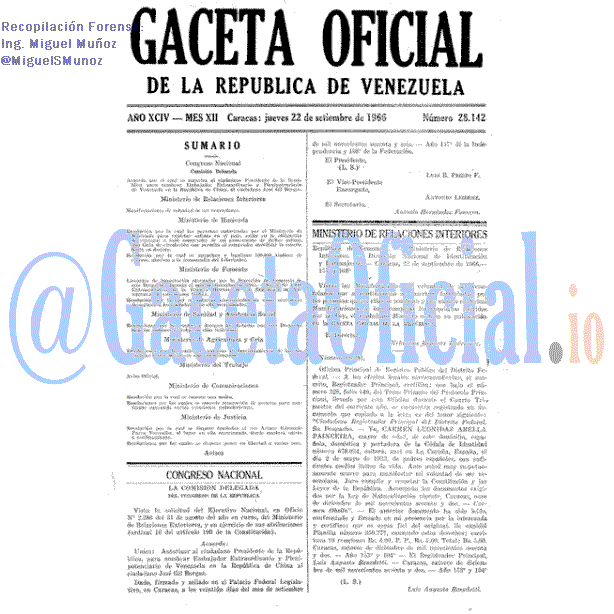 Gaceta Oficial 28142 del 22 Septiembre 1966