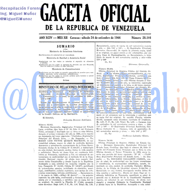 Gaceta Oficial 28144 del 24 Septiembre 1966