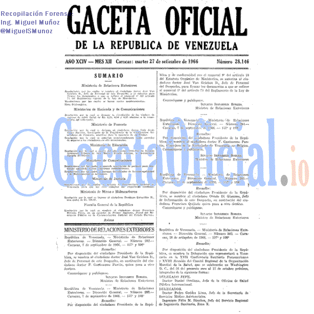 Gaceta Oficial 28146 del 27 Septiembre 1966