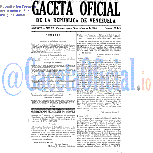 Gaceta Oficial 28149 del 30 Septiembre 1966