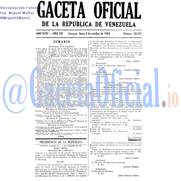 Gaceta Oficial 28151 del 3 Octubre 1966