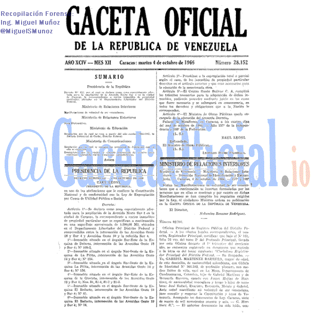 Gaceta Oficial 28152 del 4 Octubre 1966