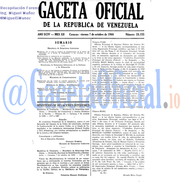 Gaceta Oficial 28155 del 7 Octubre 1966