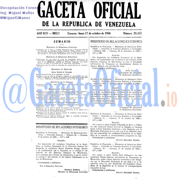 Gaceta Oficial 28162 del 17 Octubre 1966