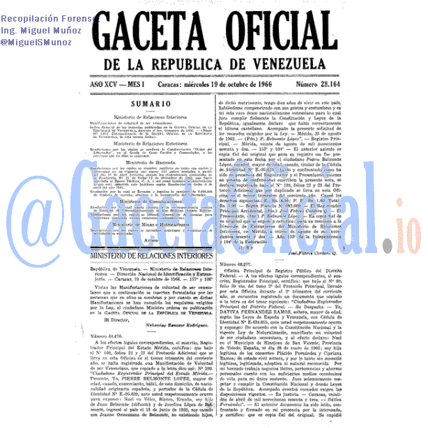 Gaceta Oficial 28164 del 19 Octubre 1966