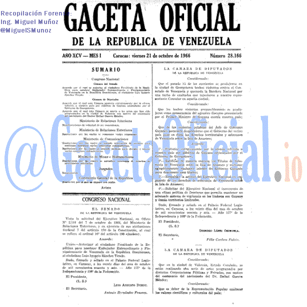Gaceta Oficial 28166 del 21 Octubre 1966