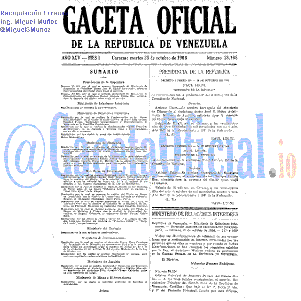 Gaceta Oficial 28168 del 25 Octubre 1966