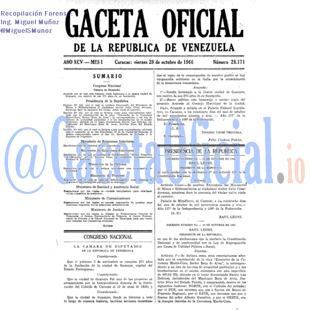 Gaceta Oficial 28171 del 28 Octubre 1966