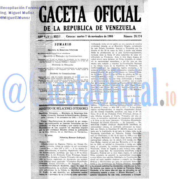 Gaceta Oficial 28174 del 1 Noviembre 1966
