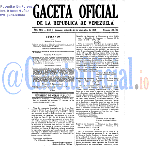 Gaceta Oficial 28193 del 23 Noviembre 1966