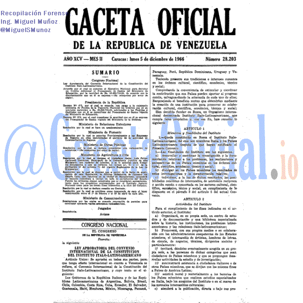 Gaceta Oficial 28203 del 5 Diciembre 1966