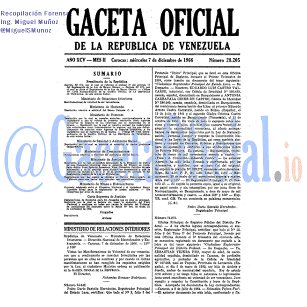 Gaceta Oficial 28205 del 7 Diciembre 1966