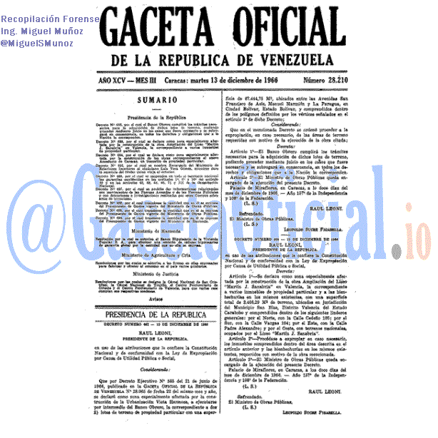 Gaceta Oficial 28210 del 13 Diciembre 1966