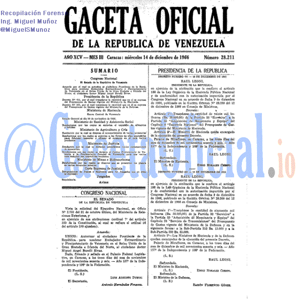 Gaceta Oficial 28211 del 14 Diciembre 1966